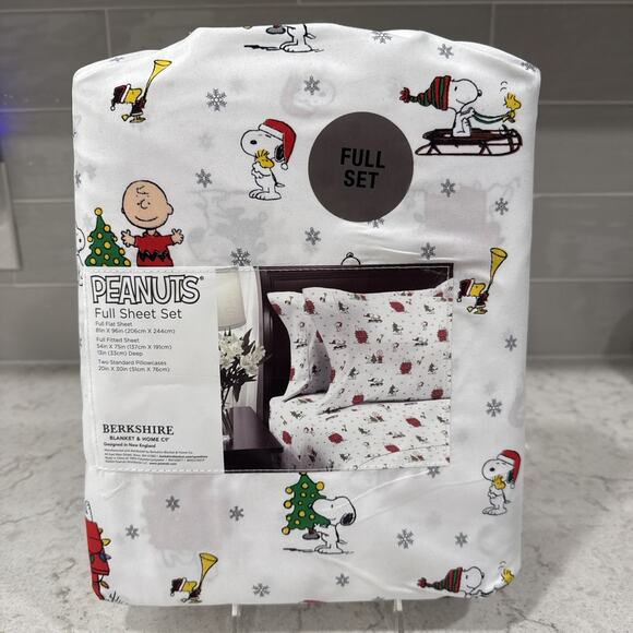 Christmas Peanuts SNOOPY FULL Bed 4 pc Sheet Set Berkshire Blanket & Home Co NEW - Picture 2 of 8